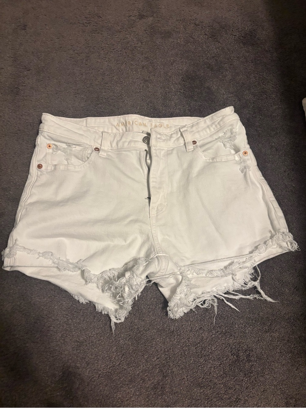 American Eagle Outfitters White Frayed Hem Denim Shorts